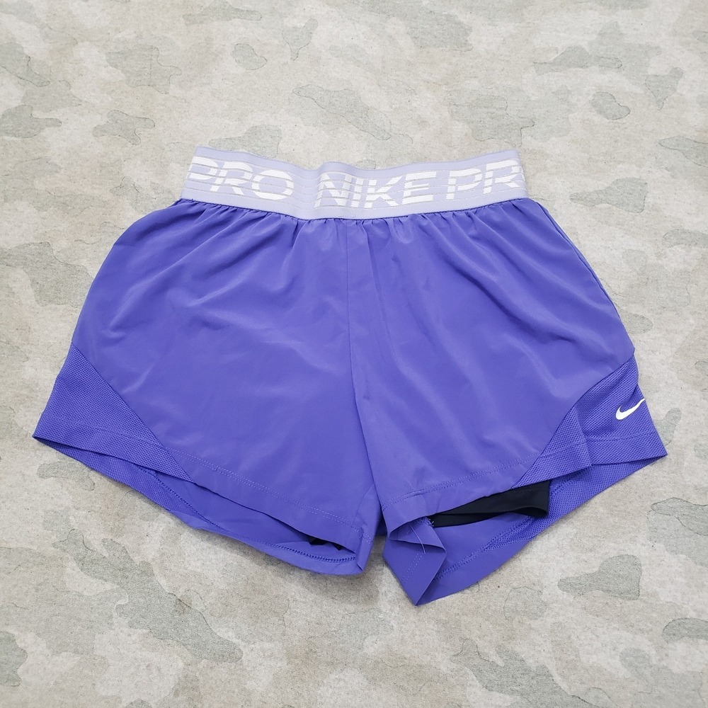 Nike Pro Shorts Womens 24 Blue Pull On Gym Fitness Running